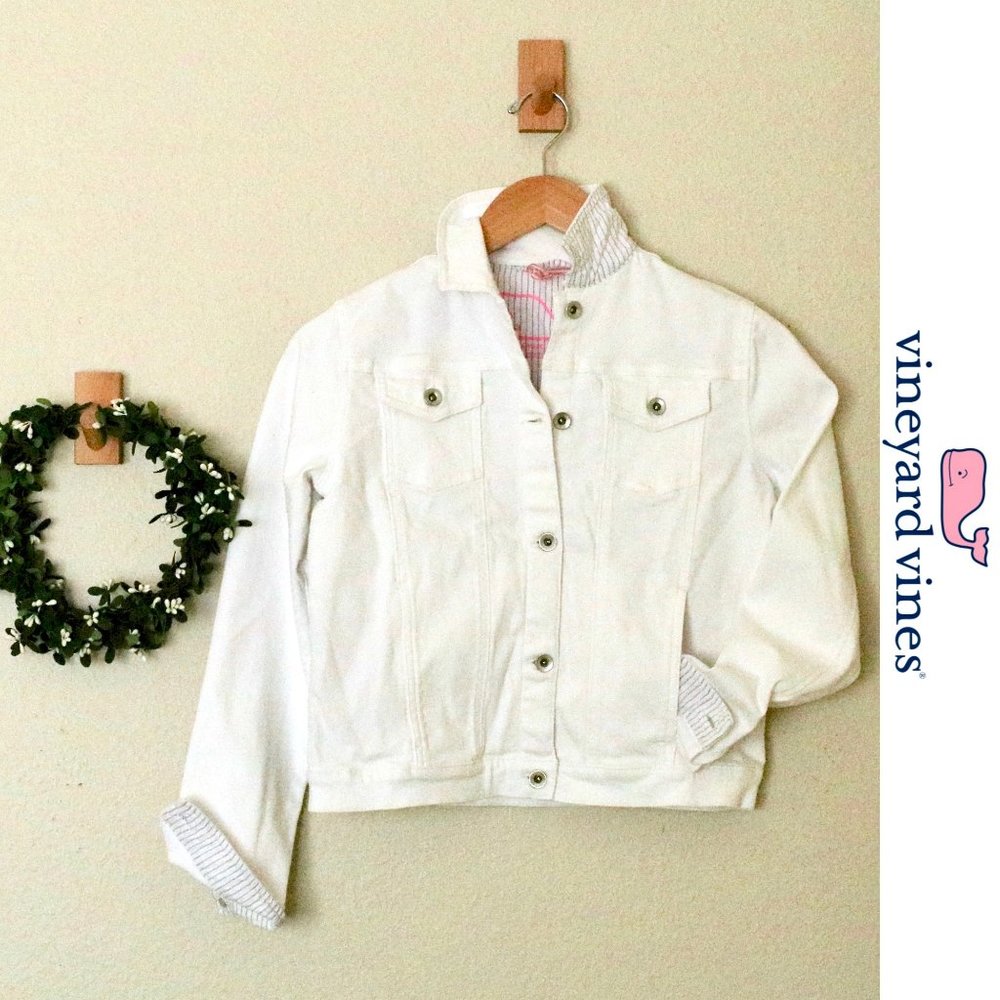 Vineyard Vines Girls L White Denim Jacket
